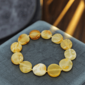 Natural Polished Amber Coin Bracelet