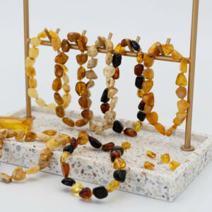 Natural Polished Amber Jewellery Set (Necklace & Bracelet)