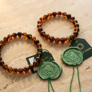 Natural Baltic Amber Small Round Bead Bracelet Single or He & She Pair